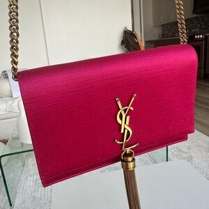 Yves Saint Laurent Magenta Shoulder Bag with Gold Chain